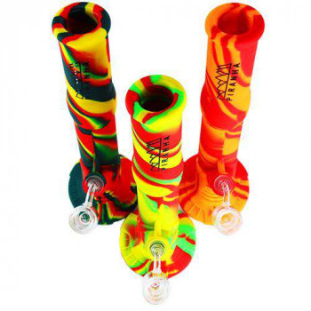 Silicone Bong Two Piece Silicone Water Pipe w/ Glass Downstem 14 Inch
