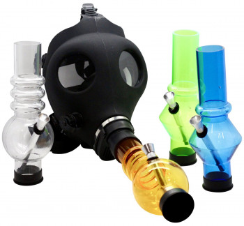 Pride Accessory Radioactive Black Gas Mask w/ Pipe - UV Reactive