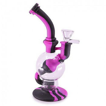 Silicone Bong Double Chamber Water Pipe Silicone and Glass