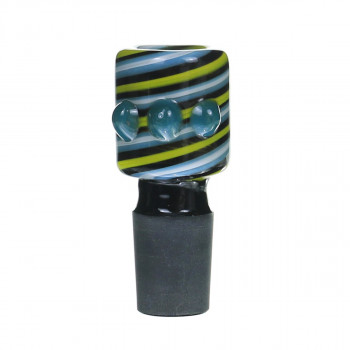 Glass Bowl 18MM Male Blue salient point on Yellow line Bong Bowl