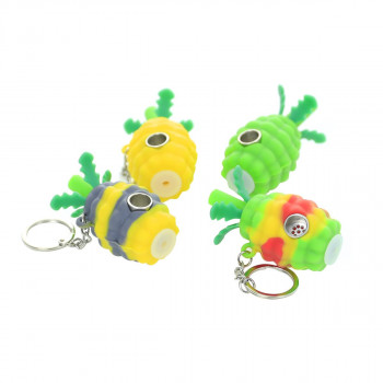Silicone Pipe Pineapple Silicone Hand Pipe with Keychain