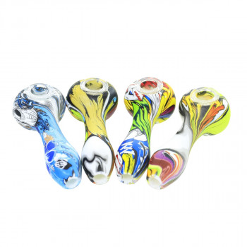 Silicone Pipe Colorful Printed Silicone Hand pipe With Glass bowl