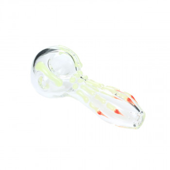 Glass Pipe Glow in the dark Dragon Claw Hand Pipe in Crystal 4 inch length