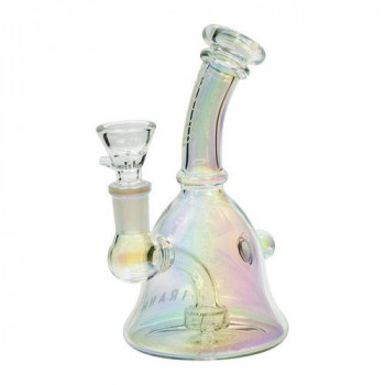 Glass Bubbler Rainbow 6” Glass Bell Electroplated Rig Piranha