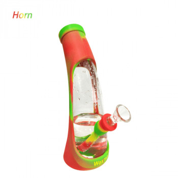 Glass Bong 8.5" Horn Silicone Glass Water Pipe